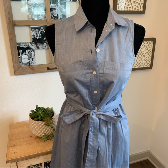 Chambray Fit and Flare Button Down Dress - Picture 2 of 5